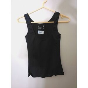 MM Tank Top Women Large Black Minimalist Scoop Neck Stretch Essential Scoop
